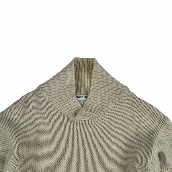 Stone Island Vintage 1994 Beige Wool Blend High Neck Jumper - Medium