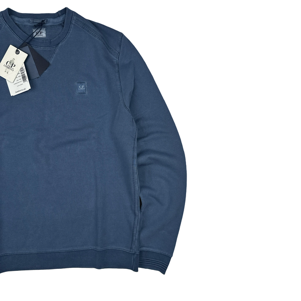 CP Company Blue Cotton Garment Dyed Crewneck Jumper - Large