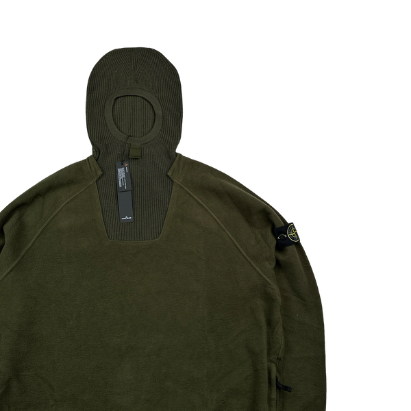 Stone Island 2023 Khaki Wool Knit Hood Fleece Jumper - 3XL