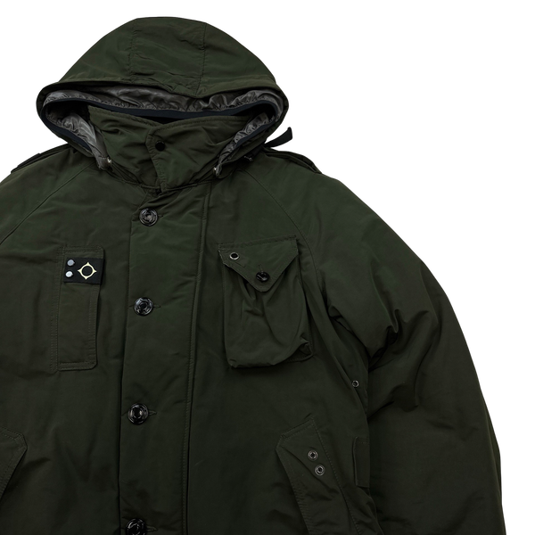 Ma Strum Khaki Quilted Down Parka Jacket - Large