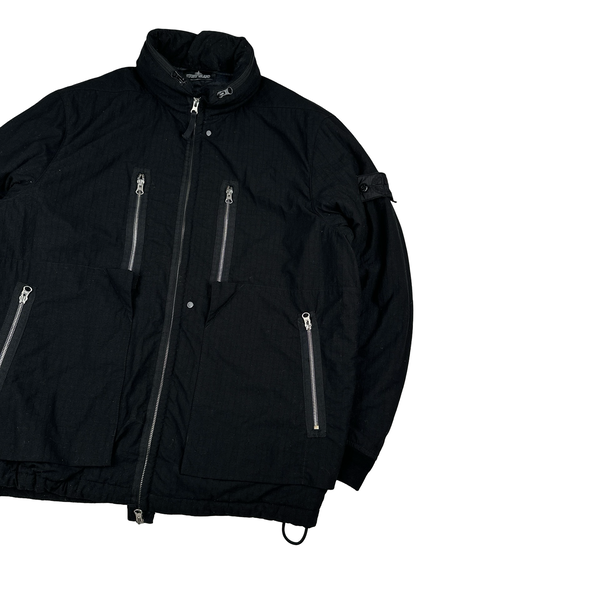Stone Island 2019 Shadow Project Black Naslan Rip-Stop Quilted Jacket - Medium