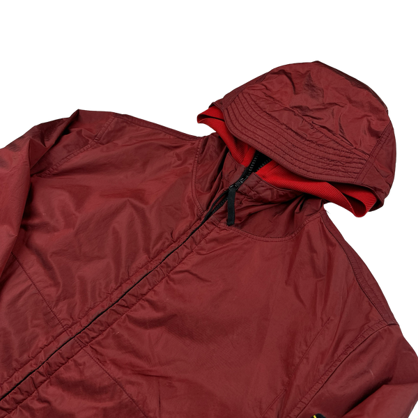 Stone Island 2007 Red Nylon Metal Hooded Jacket - Medium