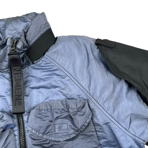 Nemen Nylon Shimmer Light Blue Padded Shell Multi Pocket Jacket - Medium