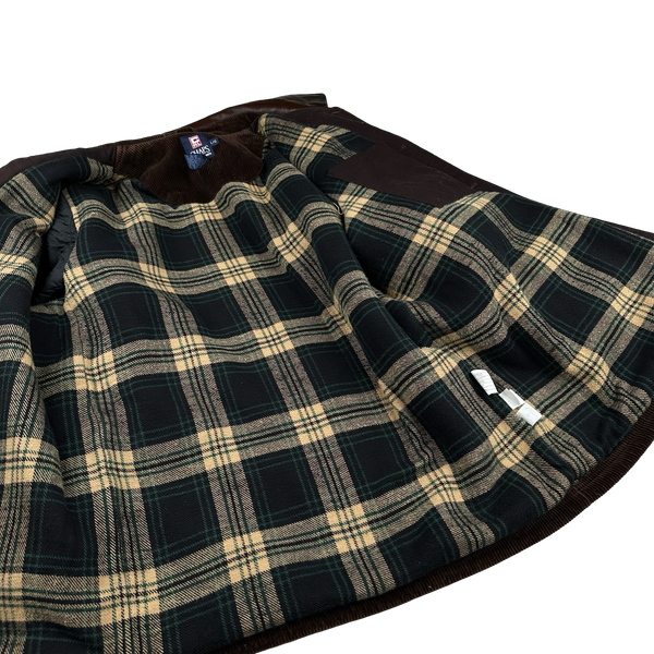 Ralph Lauren Chaps 90's Brown Corduroy Flannel Lined Leather Collar Jacket - Large