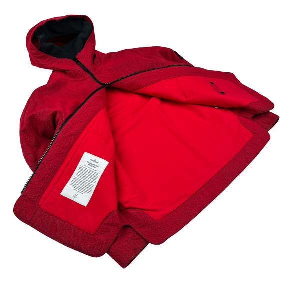 Stone Island 2022 Red Needle Punched Reflective Balaclava Jacket - Large