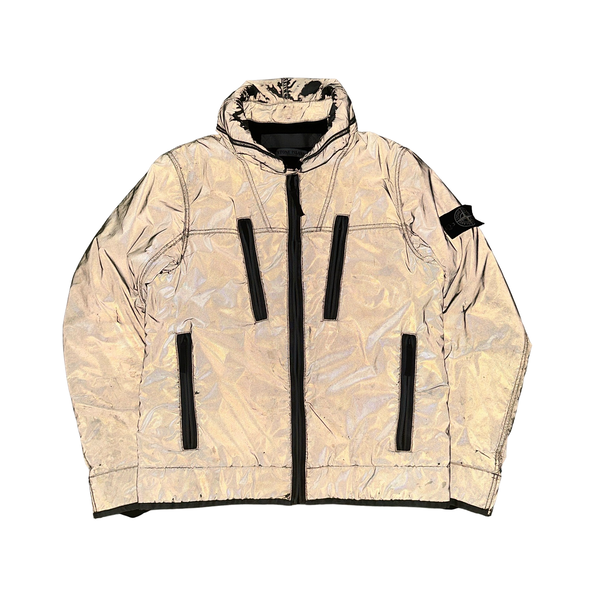 Stone Island Silver Liquid Reflective Fleece Lined Jacket