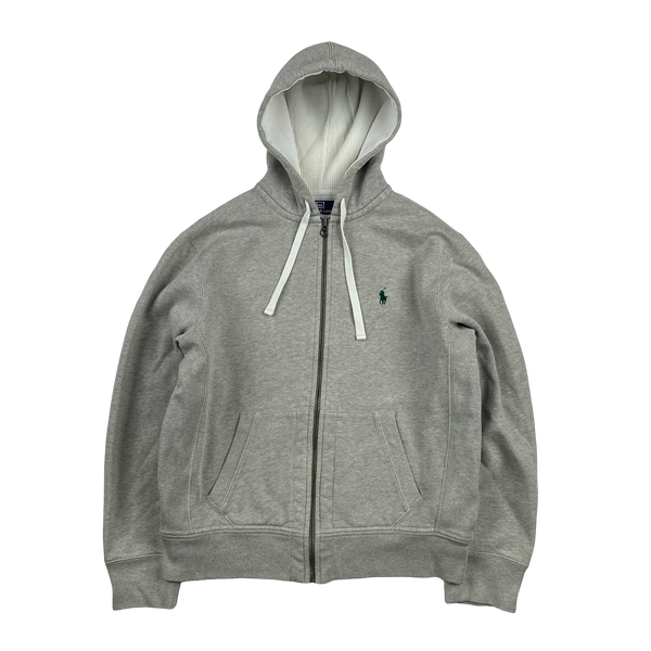 Ralph Lauren Grey Thick Cotton Zipped Hoodie - Medium