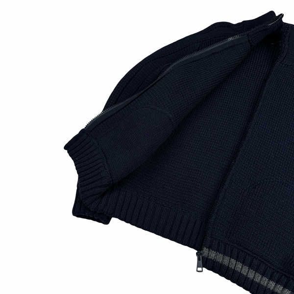 Gucci Navy Heavyweight Thick Wool Knit Zipped Jumper  - XL