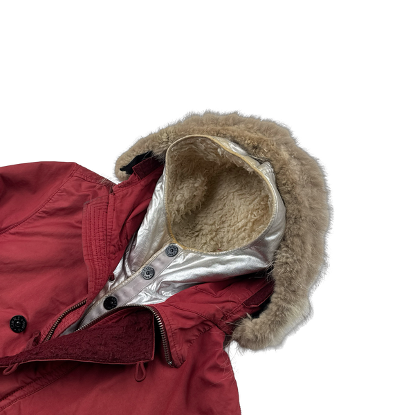 Stone Island 2015 Silver Sherling Liner Fur Hood David TC Jacket - Medium