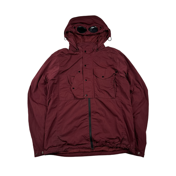 CP Company Burgundy Chrome R Lens Viewer Lightweight Jacket - Large