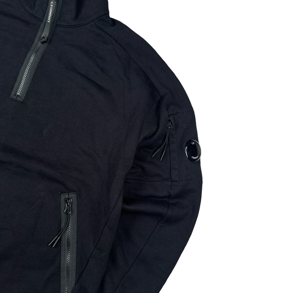 CP Company Black Quarter Zip Pullover Lens View Jumper - Large