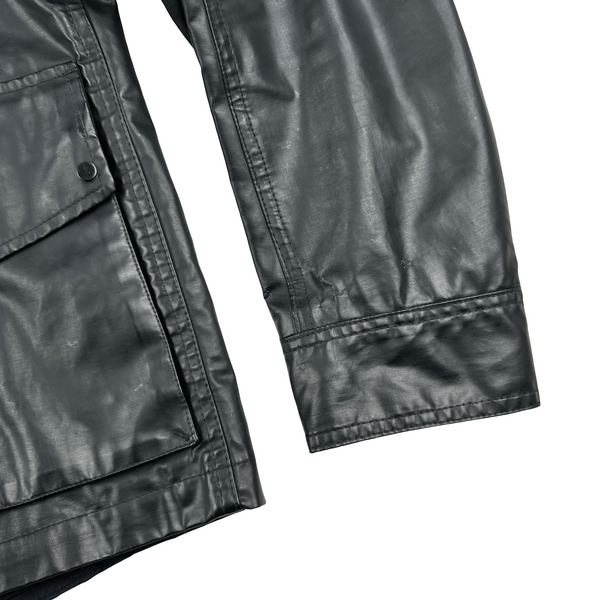 CP Company Black Oil Skin Wool Lined Multi Pocket Goggle Jacket - XL