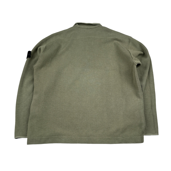 Stone Island Vintage 1998 Green Buttoned Pullover Jumper - XL