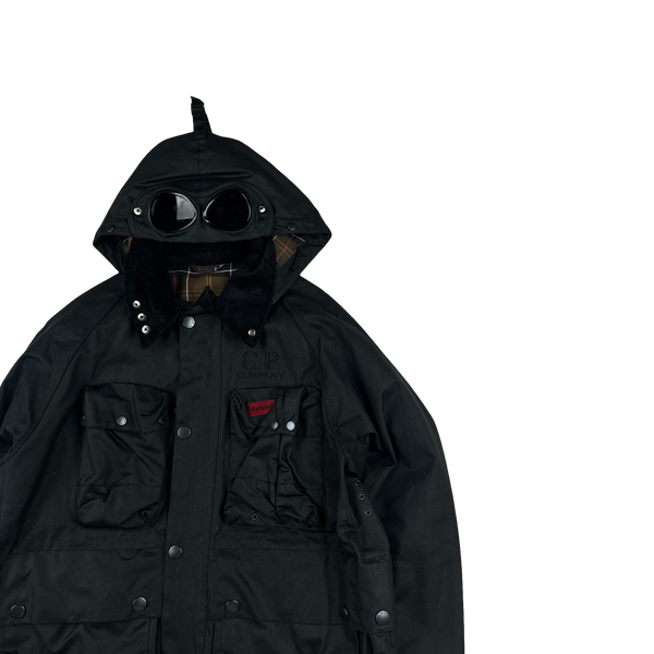CP Company x Barbour Black Multi Pocket 500 Mille Waxed Jacket - Small