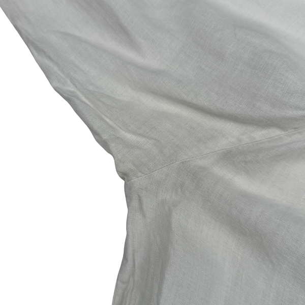 Stone Island White Linen Spellout Buttoned Shirt - Large