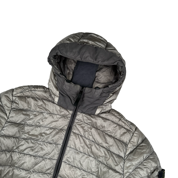 Stone Island 2015 Grey Garment Dyed Hooded Puffer Jacket - Medium