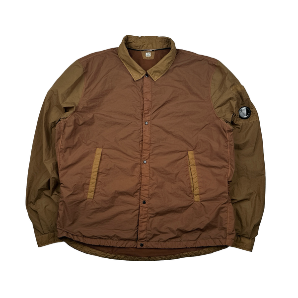 CP Company Brown Colour Block Taylon P Nylon Overshirt - XL