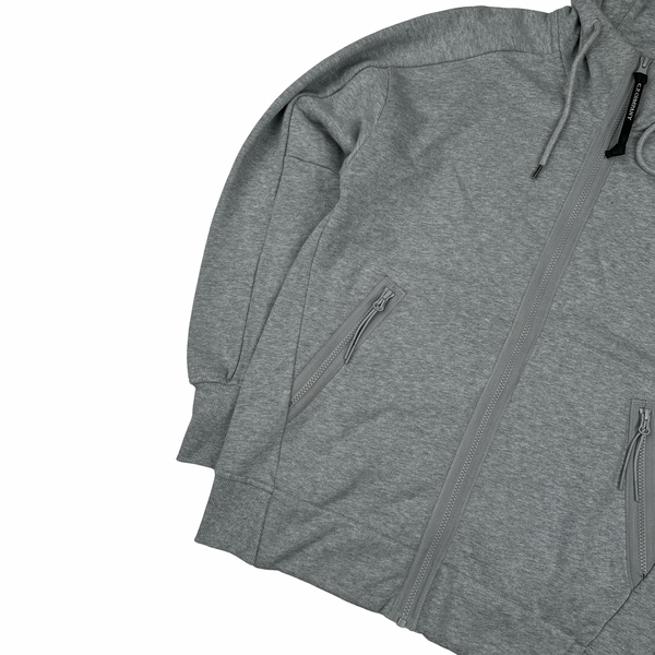CP Company Grey Cotton Goggle Hoodie - Small