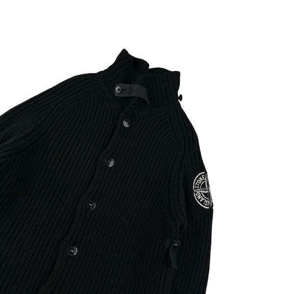 Stone Island 2005 Heavyweight Wool Knit Spellout Cardigan - XL