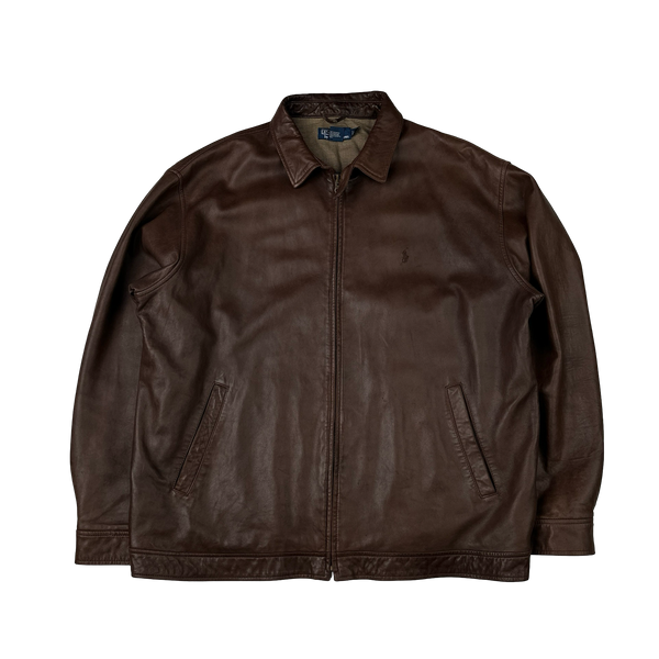 Ralph Lauren Brown Heavyweight Leather Jacket - XXL