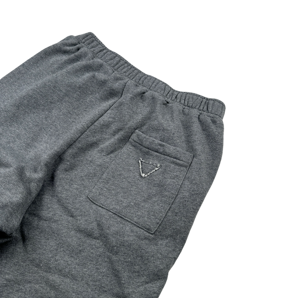 Prada Triangle Cotton Tab Grey Joggers - Medium