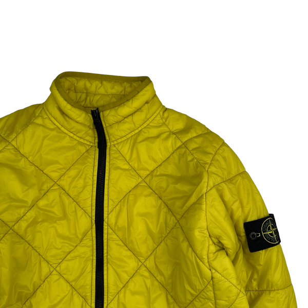 Stone Island 2019 Yellow Garment Dyed Quilted Micro Yarn Bomber Jacket - Small