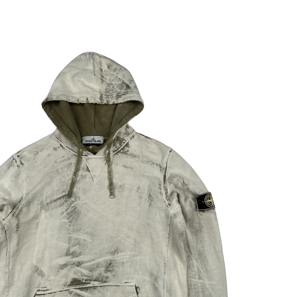 Stone Island 2017 Khaki Hand Corrosion Pullover Hoodie - Large