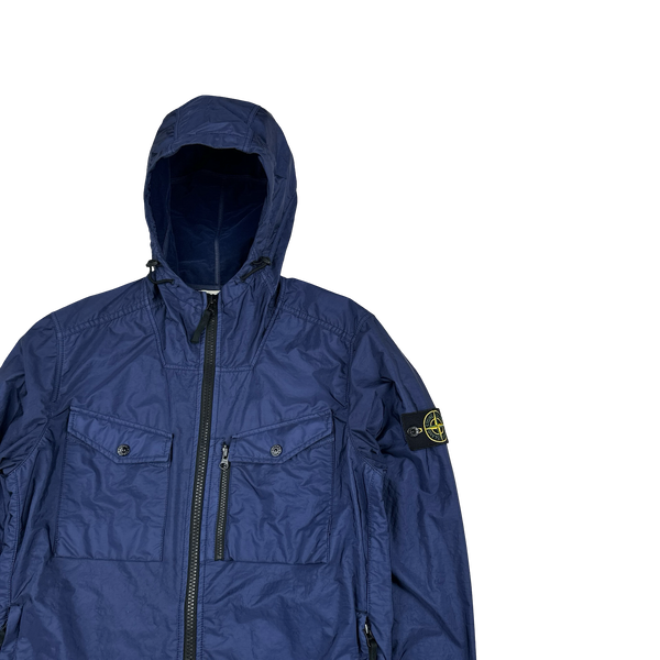 Stone Island 2015 Blue Lamy Flock Velvet Lined Jacket - Medium