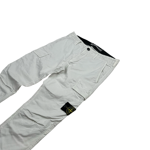 Stone Island 2022 White Skinny Cotton Cargo Trousers - 30"