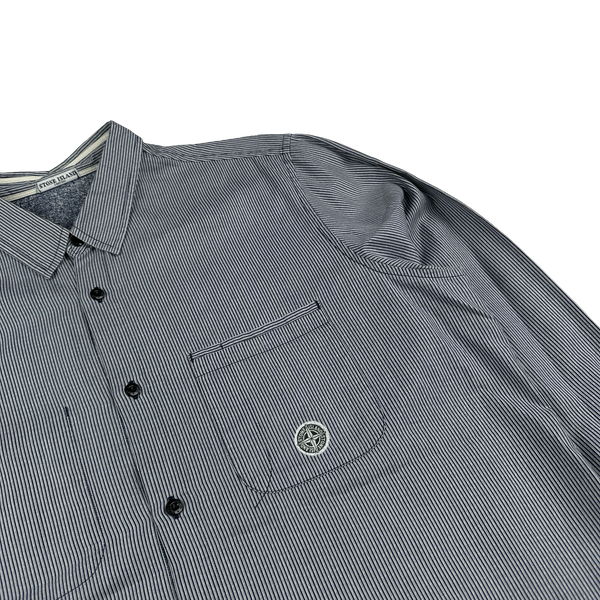Stone Island 2009 Blue Pin Striped Cotton Buttoned Shirt - Large
