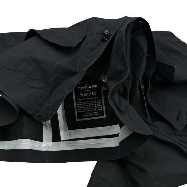Stone Island 2007 Black Cotton Ventile Buttoned Blazer Jacket - Small
