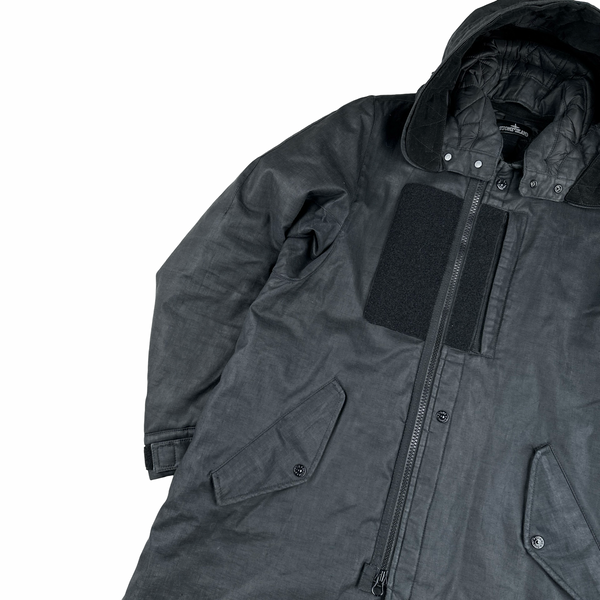 Stone Island Shadow Rubberized Linen Parka Jacket - Medium