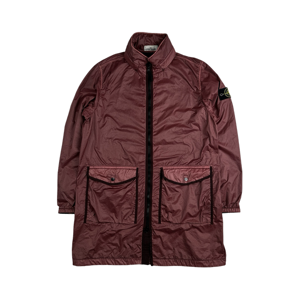 Stone Island 2019 Burgundy Lamy Flock Long Jacket - XL