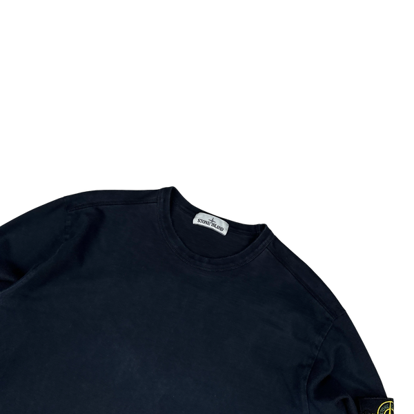 Stone Island Navy Cotton Crewneck Sweatshirt - Large
