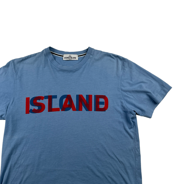 Stone Island 2013 Blue Cotton Spellout Graphic T Shirt - Large