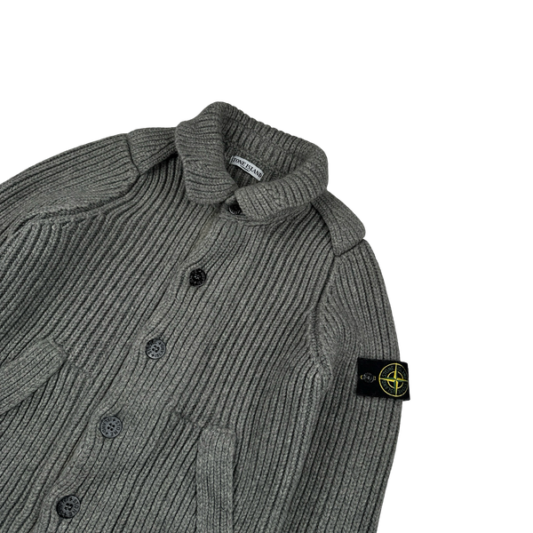 Stone Island 2008 Wool Grey Buttoned Cardigan Jumper - Large
