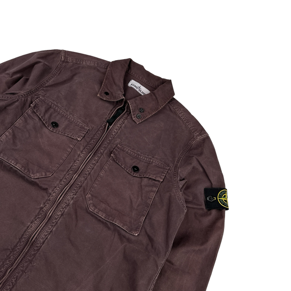 Stone Island 2015 Burgundy Thick Cotton Overshirt - Small
