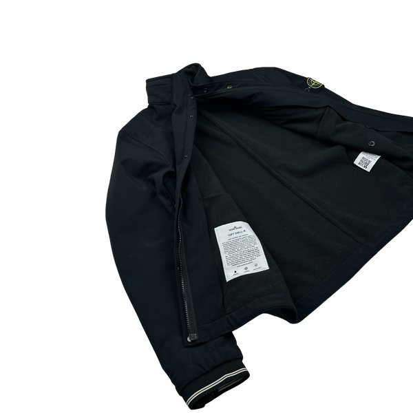 Stone Island Black Soft Shell Fleece Lined Jacket - Small