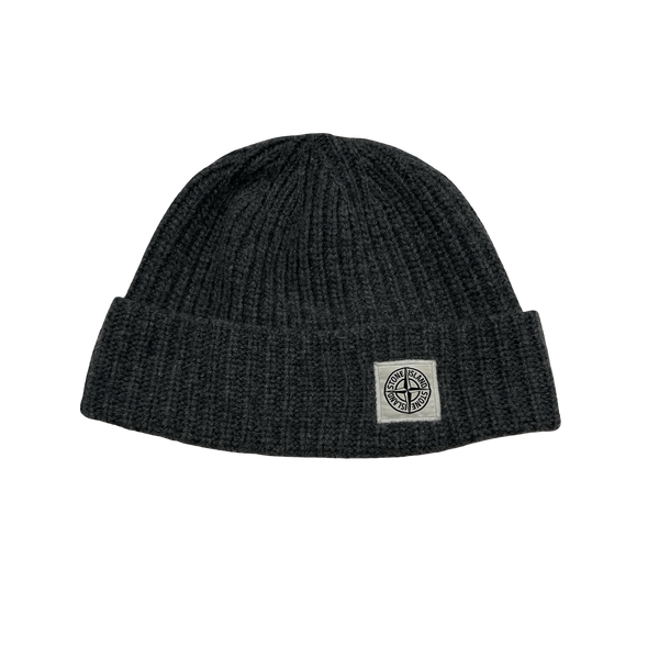 Stone Island Charcoal Wool Patch Beanie