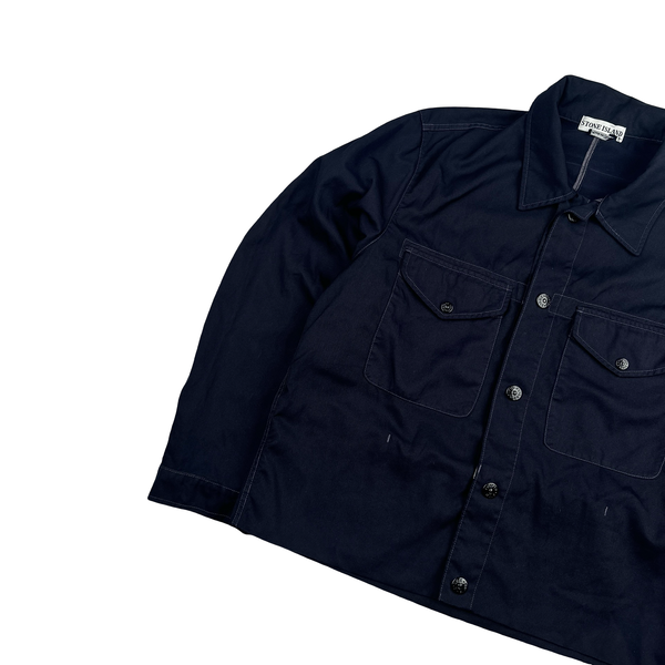 Stone Island 2003 Navy Contrast Stich Poly Overshirt - Large