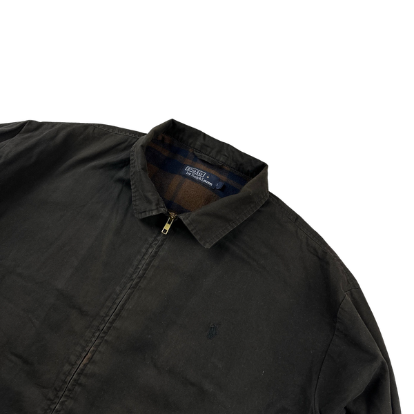 Ralph Lauren Brown Checked Lined Harrington Jacket - Large