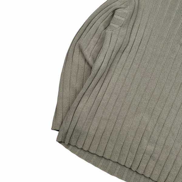 Stone Island 2023 Beige Ghost Ribbed Knit Quarter Zipped Jumper - Large