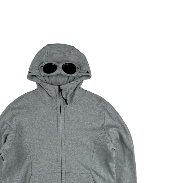 CP Company Grey Goggle Cotton Zip Up Hoodie - Large