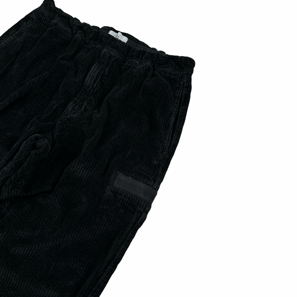 Stone Island Black Regular Fit Corduroy Multi Pocket Trousers - Large