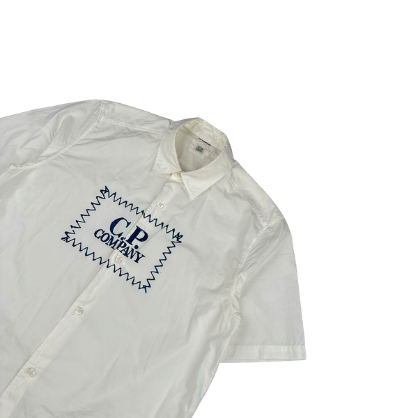 CP Company White Printed Spellout Buttoned Shirt - Large
