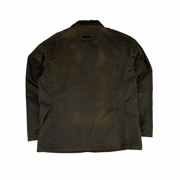 Barbour Corbridge Brown Cotton Flannel Lined Wax Field Jacket - Small