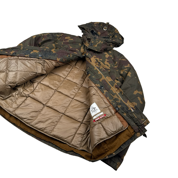 CP Company 50 Fili Down Filled Camouflage La Millie Goggle Jacket - Large