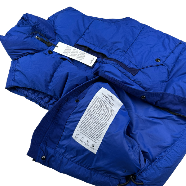 Stone Island 2023 Blue Crinkle Reps R-NY Down Gilet - Small