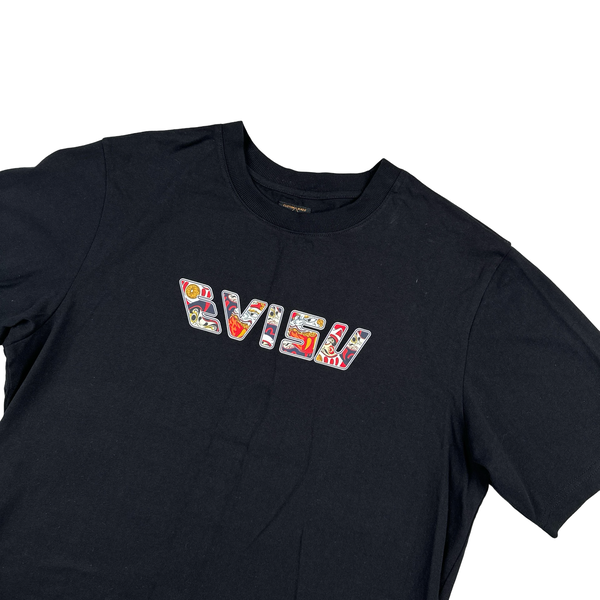 Evisu Graphic Black Spellout T Shirt - Large