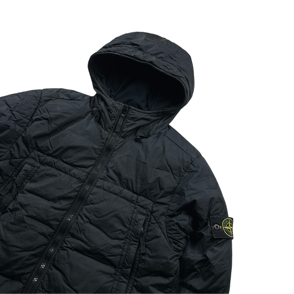 Stone Island 2020 Black Crinkle Reps Puffer Jacket - Medium